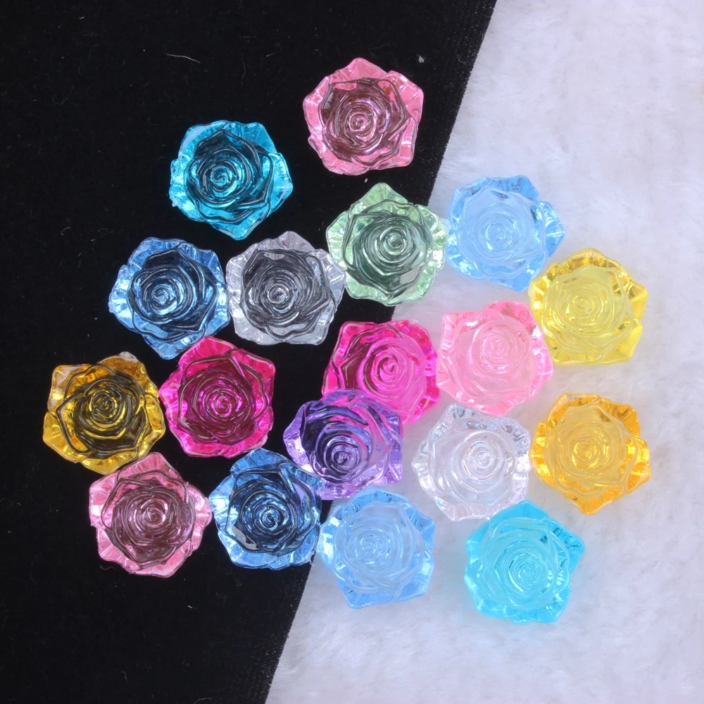 

18mm 200pcs Rose Flower Many Colors To Choose Half Imitation Pearls Flatback ABS Resin Material Great Clothes Shoes Scrapbooks