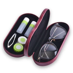 2024 New 2 In 1 Double Layer Glasses Box Contact Lens Case For Men Women Creative Dual Use Glasses Case Eyewear Leather Box