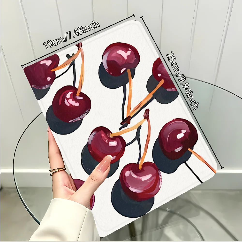 Cherry Seamless Pattern With Pencil Holder Case for Apple iPad Air 11 13 M4 M3 M2 A16 2026 10th 7/8/9th Pro11 13 Air 4/5/6th