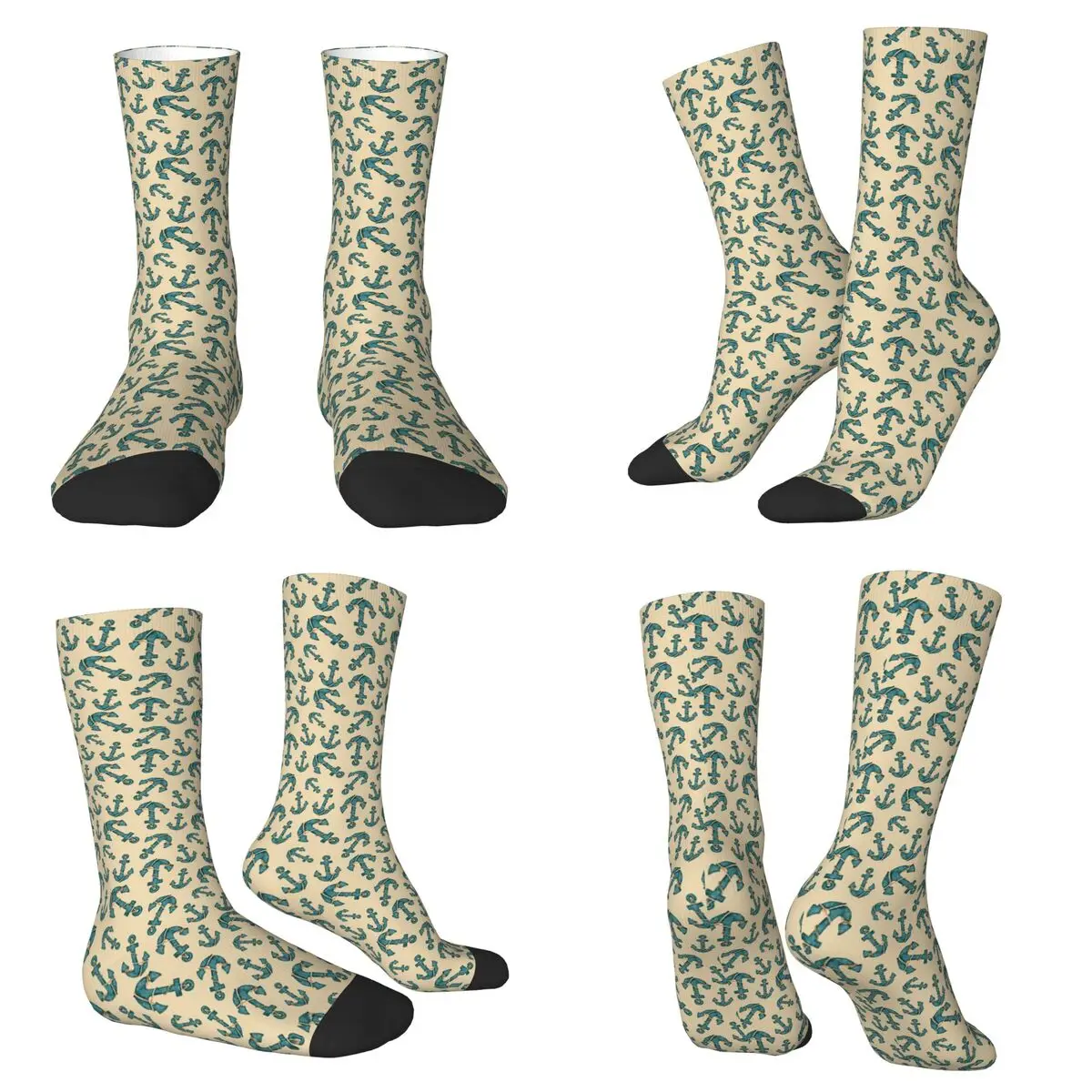 

Бежевые носки с принтом морского якоря в стиле Харадзюку, высококачественные носки на все сезоны для мужчин и женщин, подарки на День святого Валентина