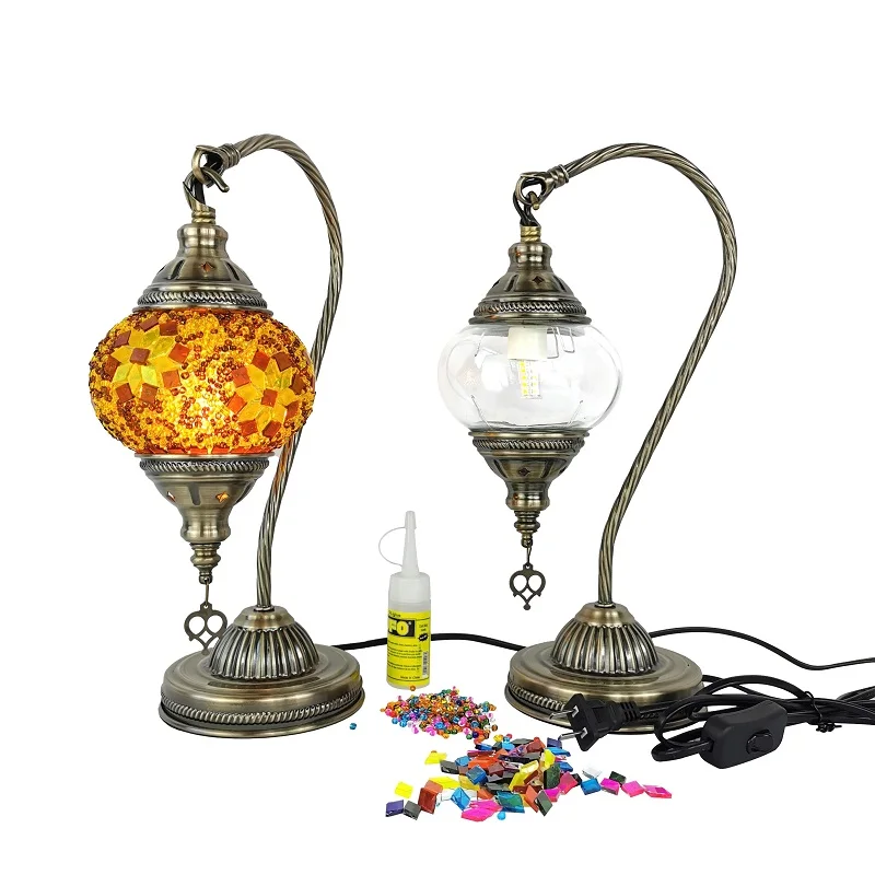 حزمة مواد مصباح طاولة بجعة تركية ذاتية الصنع لفريق استوديو الفسيفساء لتدفئة الوالدين والطفل للزوجين مصنوعة يدويًا #4