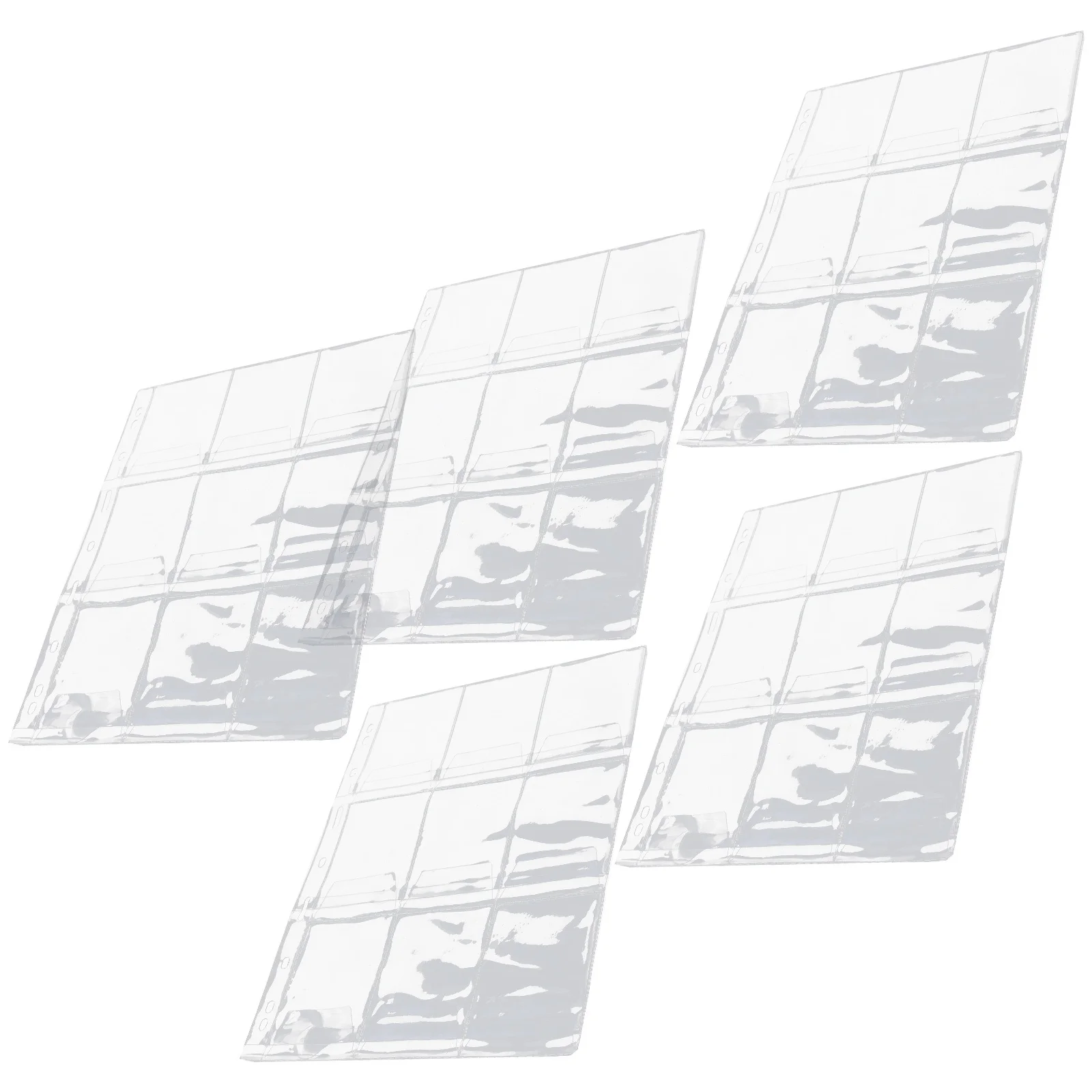 

5Pcs Coin Collection Sheets with Clear Pockets 9 Hole Binder Compatible Pages for Albums Collectors Supplies Coin Storage