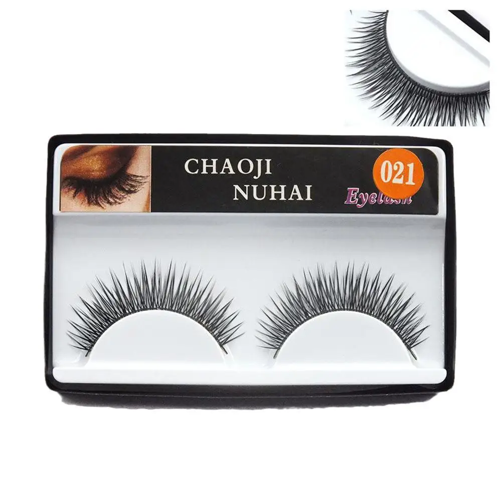 Natural longo 3D cílios postiços, Faux Mink Lashes, extensão falso, ferramenta artesanal, curto, macio, maquiagem dos cílios, 1 par, Y9B3