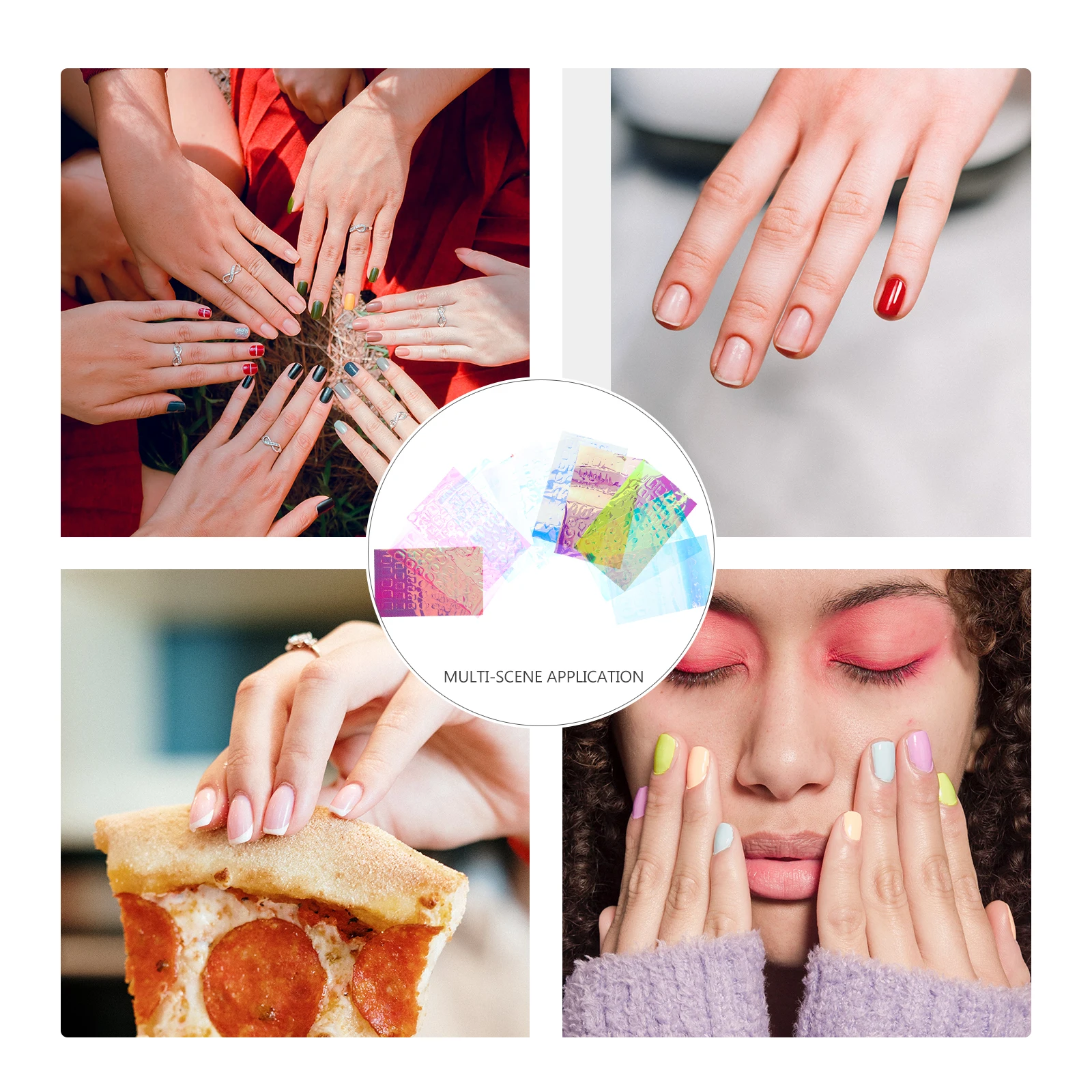 

11 Sheets Colorful Nail Stickers Unique Manicure DIY Decor Accessories Girls Decoration Self Adhesive Durable Plastic