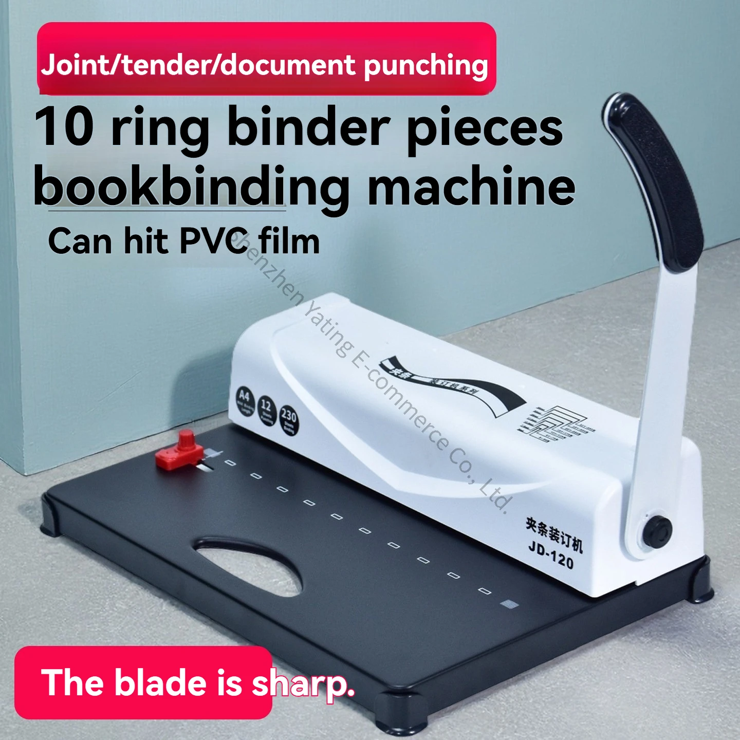 Ten-hole Clip Binding Machine JD-120 Contract Document Tender Punching 10-hole Financial Small Rubber Strip Office Household