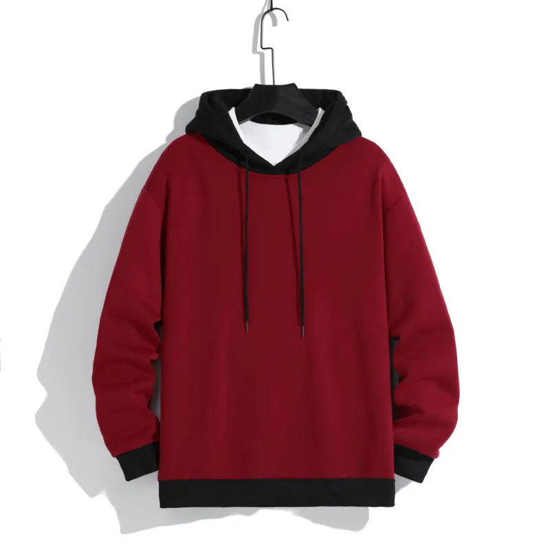 2023 New Spring and Autumn Fashion Trend Colored Hooded Panel Long Sleeve Loose Relaxed Men's Sports Age Reducing Sweater