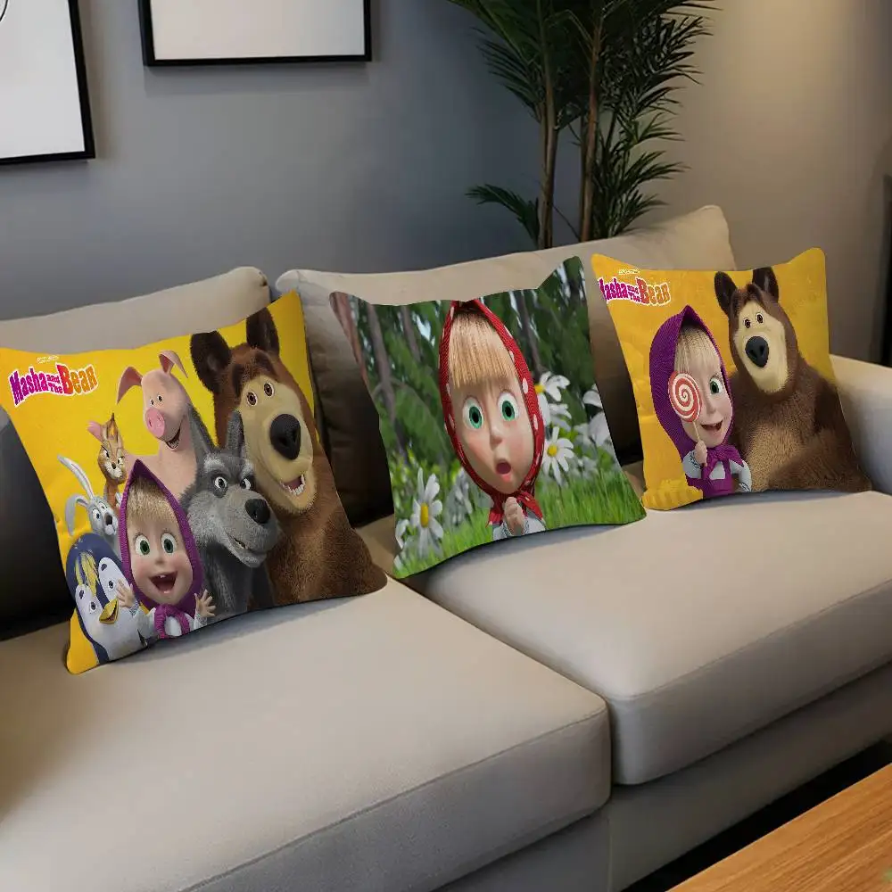 M-Masha E O Urso Capa de Almofada Carro Fronha Para Sofá Carro Presente de Natal 40x40cm 45x45cm