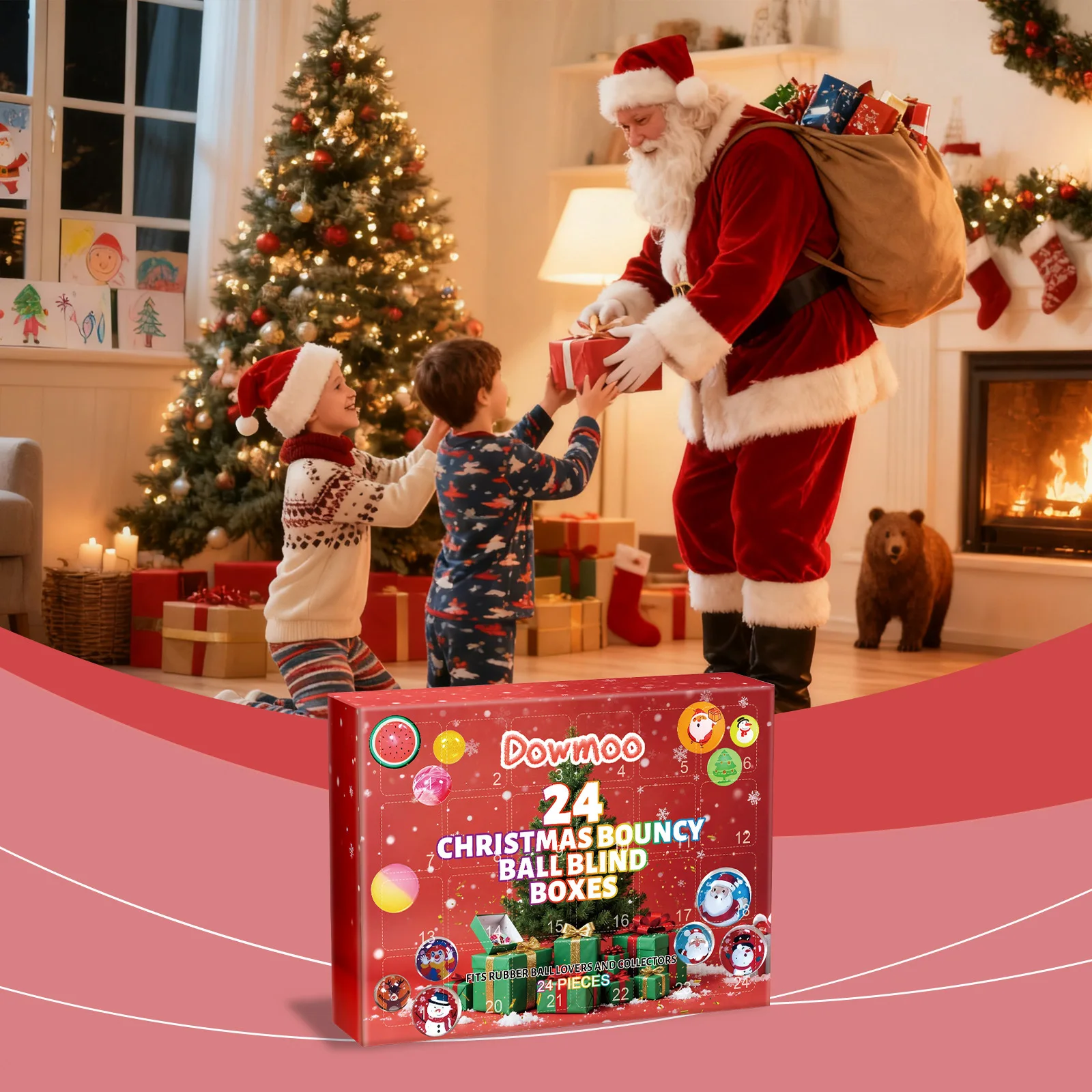 

24 Christmas Bouncy Ball Blind Box, Mystery Toys for Kids Adults, Party Favors, Gift for Game Lovers, Stocking Stuffer