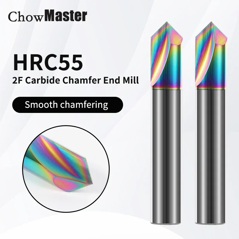 

HRC55 2 Flute Straight Groove Chamfering Cutter 90 Degree Colorful Tungsten Carbide Chamfer Milling Cutter Carving Tool for Al