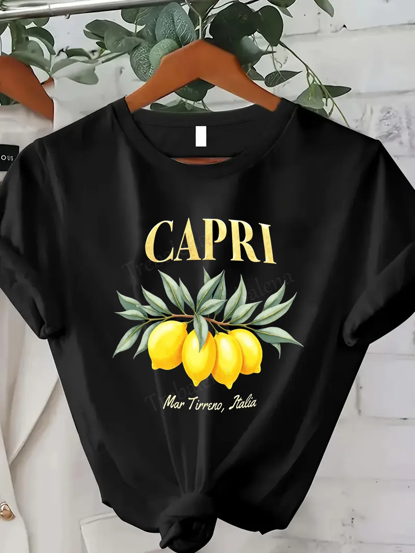 Women T-shirt Capri Lemon Print T-Shirt - Italian Vibes, Sexy & Stylish