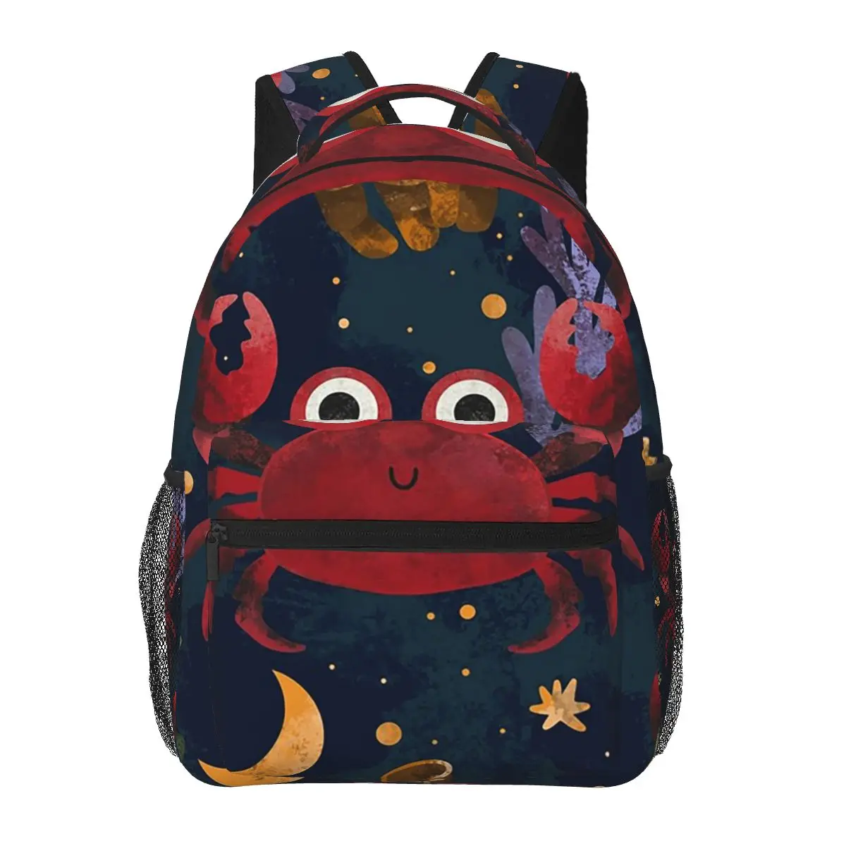 

Red Crab And Sea Star Themed Student Backpack School Bag Hiking Travel Daypack for Men Women Fashion Bookbag Shoulder Bags