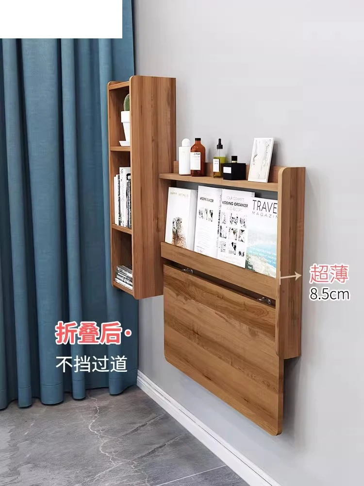 

Hanging wall-mounted wall folding desk computer table medium antique solid wood suspension type