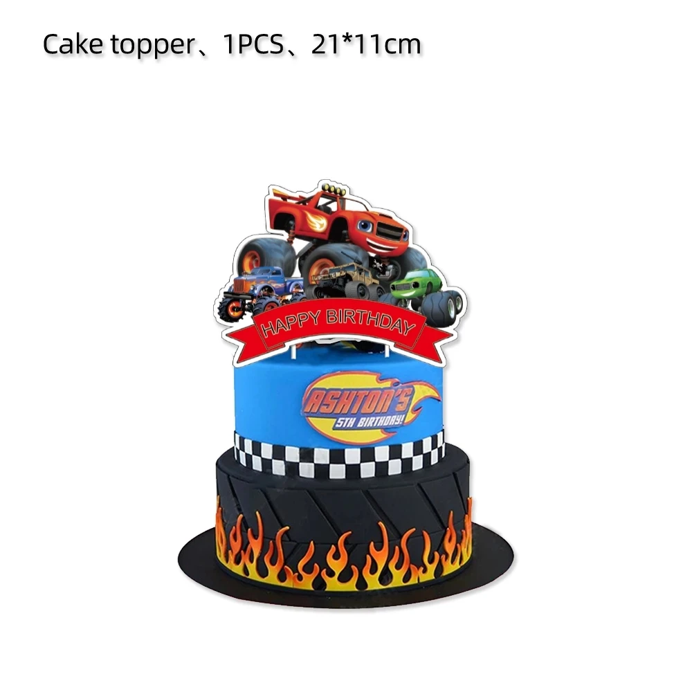 Blaze Monster Truck Party Supplies, Cake Topper, Happy Birthday, Super Trucks, Car Party Decoration, SUV Racer, Boys Toys