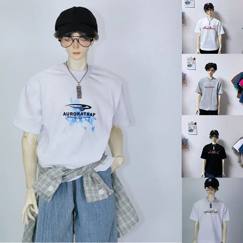 1/3 Bjd Doll Fashion Multi color Top 1/4 Bjd Doll Versatile Fashion with Letters T-shirt Uncle Doll Boy Girl Doll Accessories