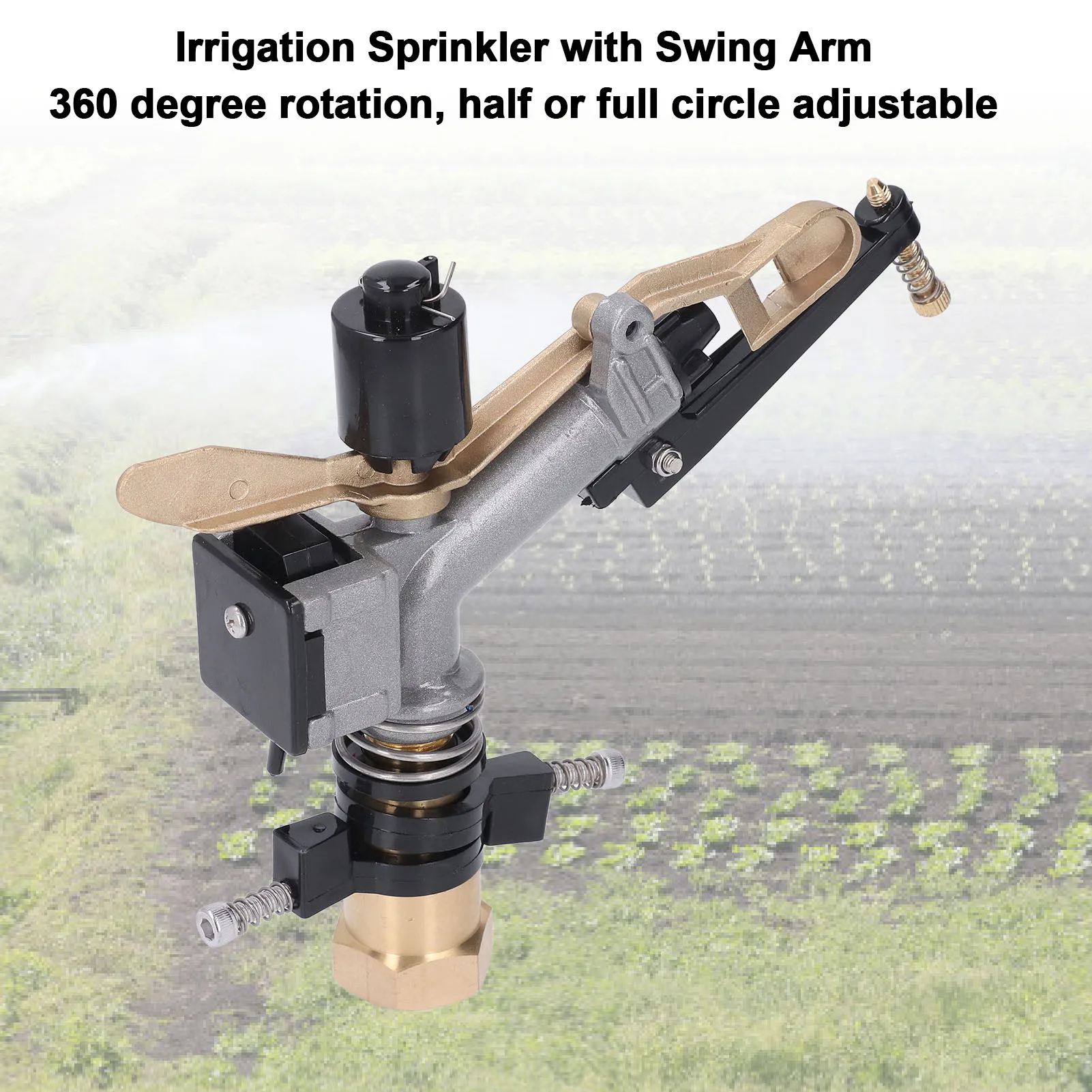 Agricultural Irrigation Tool Large Area Misting Aluminum Alloy Copper Irrigation Sprinkler Water Saving with Swing Arm for Lawn