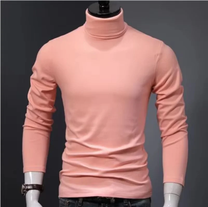 

Men's thin warm top, men's autumn long sleeved warm underwear, men's high neck fashionable T-shirt, comfortable and breathable