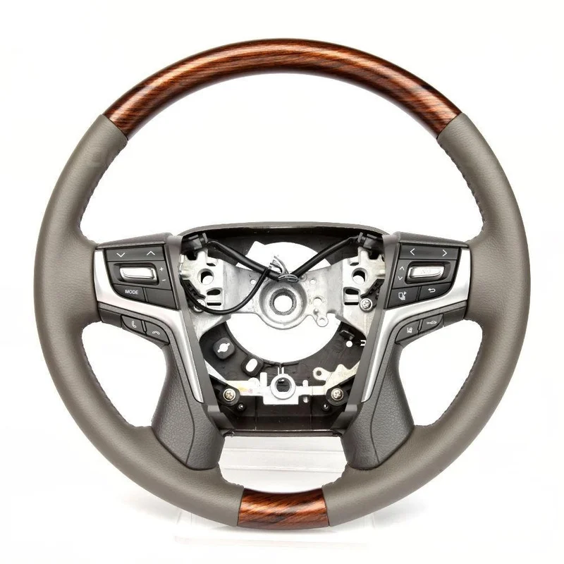 Aftermarket Flat Bottom Retrofit Steering Wheel Walnut Wood Surface Multi Functional Buttons Improved Grip Accessory