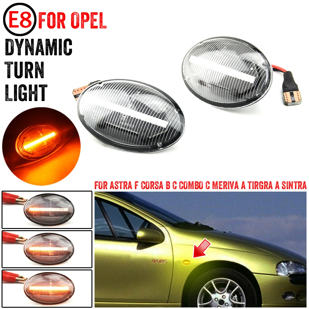 

2pcs For Opel Corsa B C Astra F Combo B C Meriva A LED Dynamic Side Marker Light Repeater Indicator Light