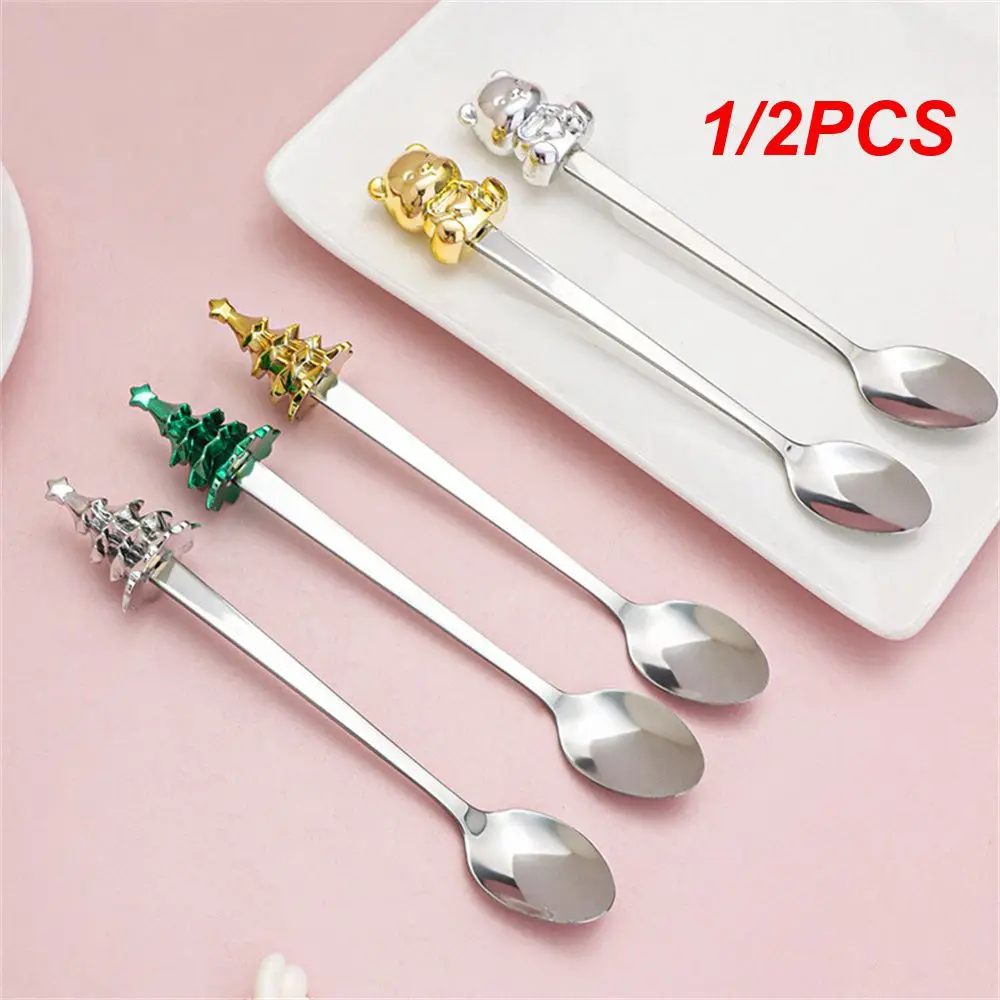 1/2PCS Lovely Stainless Steel Cutlery Elegant Stainless Steel Spoon Multipurpose Spoon And Fork Set Beautifully Coffee Spoon