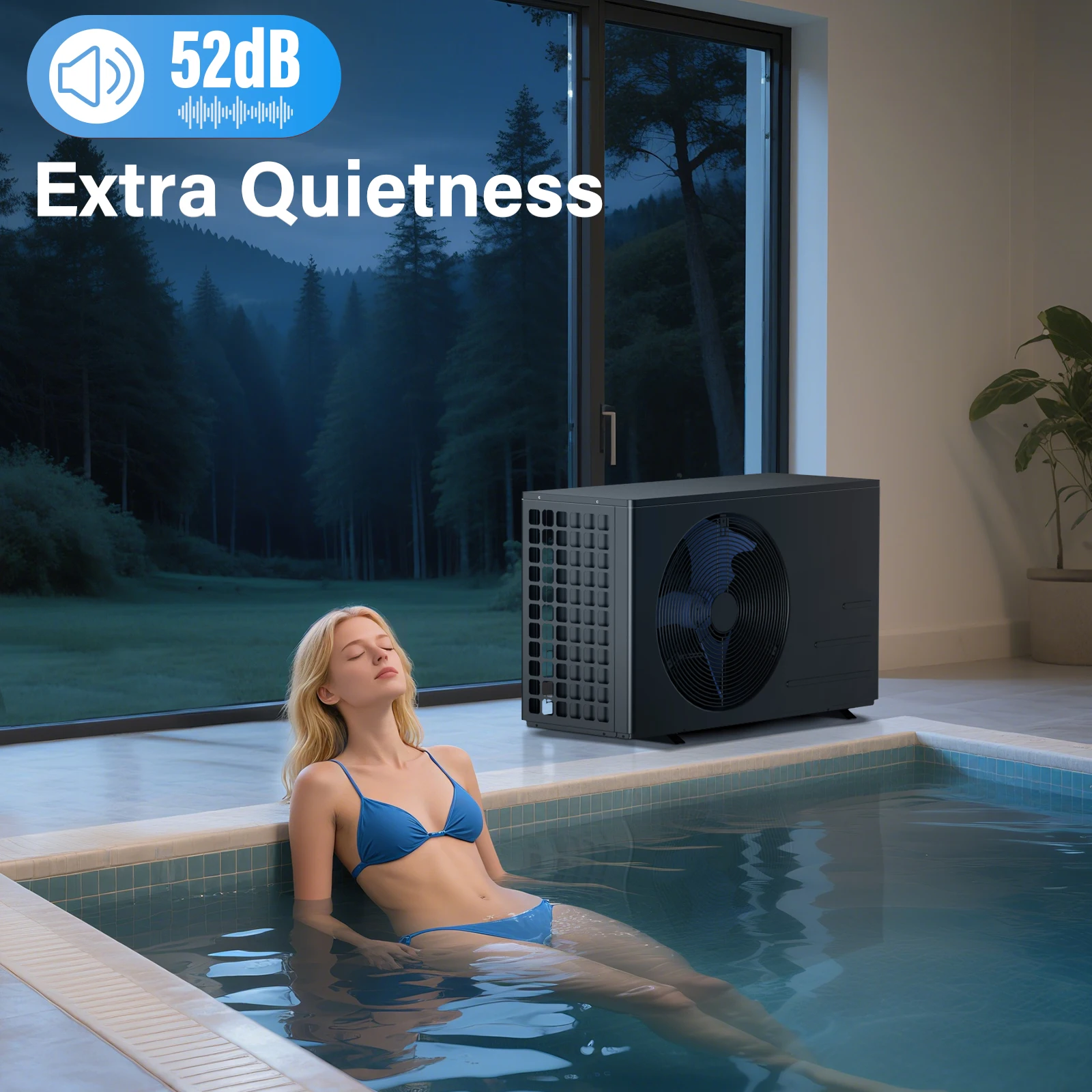 30K BTU for 12K Gallon Pools - Energy Efficient, WiFi Control, Ultra Quiet 52dB, Works In/Above Ground Pool Heat Pump