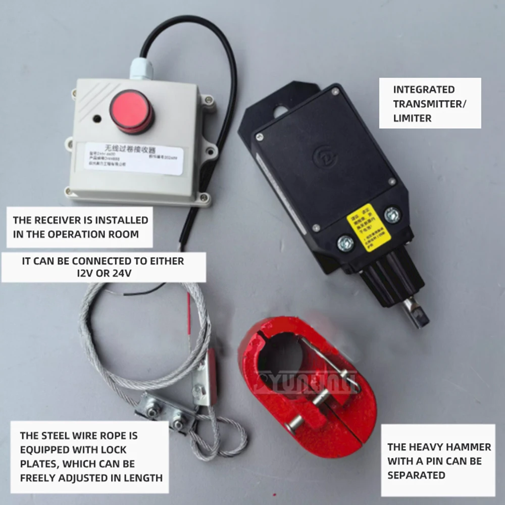 

Беспроводное устройство ограничения хода со встроенным переключателем для стального троса противовеса крана на борту
