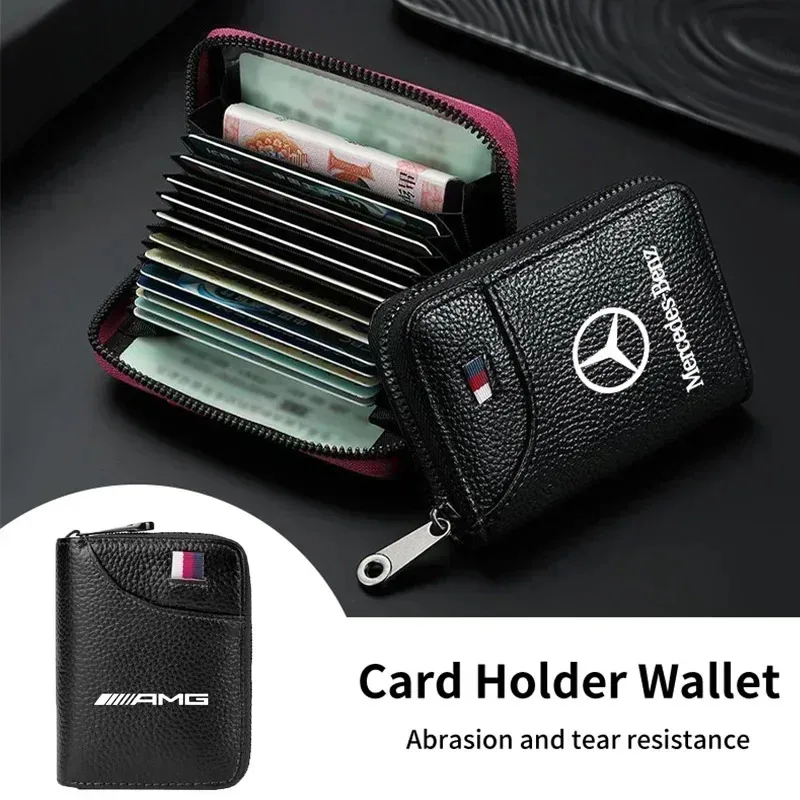 

Cards Holder Wallet Leather Cash Coin Purse Organizer ID Card Bag For Mercedes Benz A B C E Class W201 W210 W108 C180 C300 C200