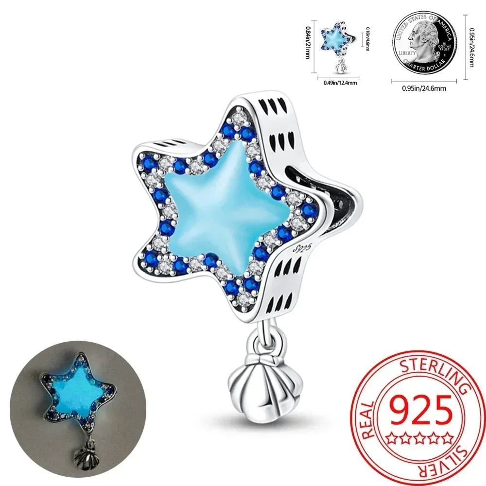 Charms-Anhänger aus 925er-Sterlingsilber mit blauen Ozean-Serie, passend für das DIY-Armband der Marke, Damenschmuck, Geschenke für Freundin