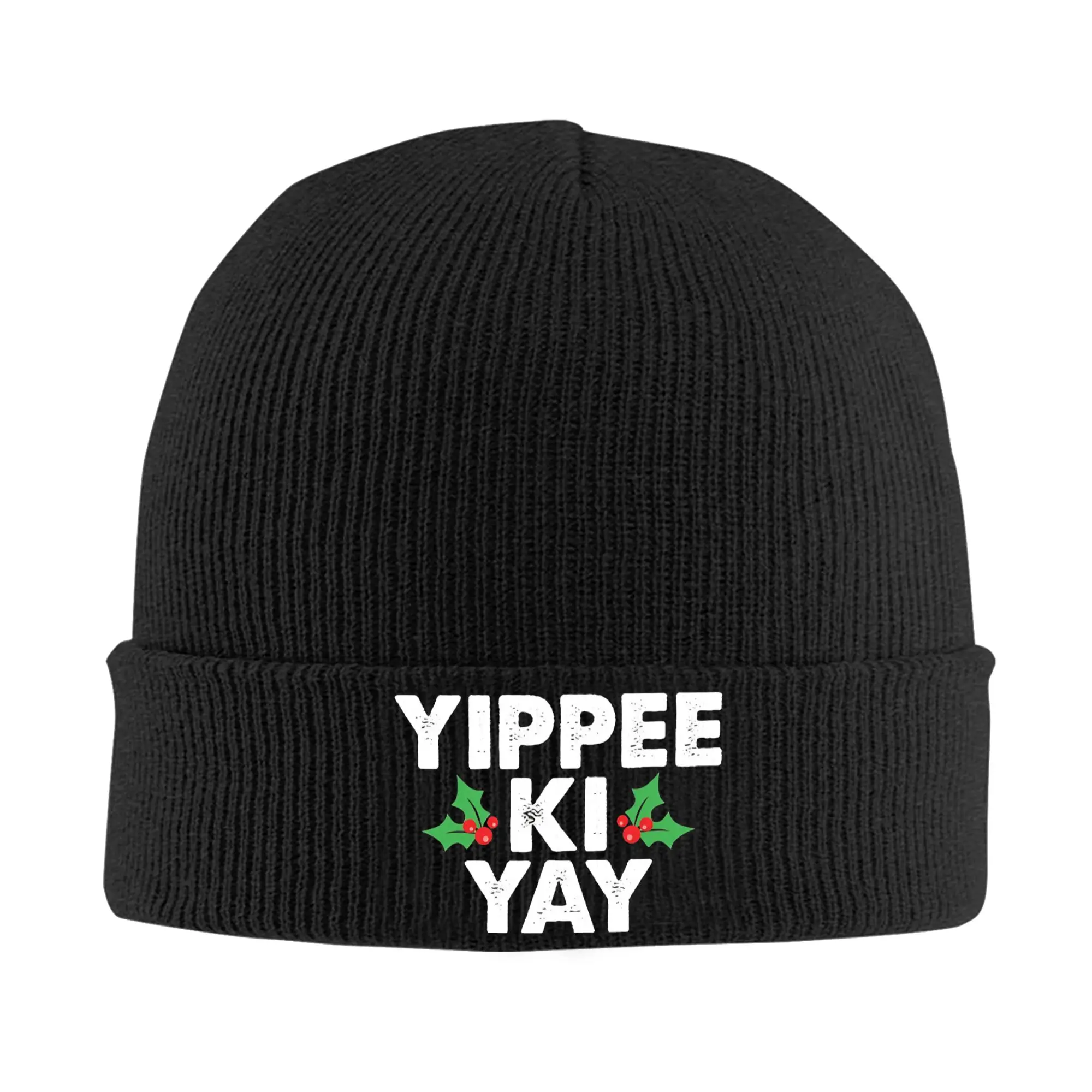 Yippee Ki Yay Logo Beanie Hats  Knitting Hat Female Male Street Elastic Caps Spring Kpop Printed Bonnet Hats