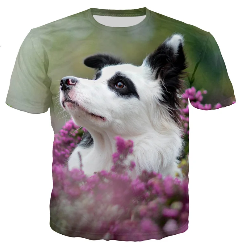 Fashion Cool Summer T Shirt Men Border Collie 3D Print T-shirts Casual Style Short Sleeves Streetwear Tops Clothing Dropshipping