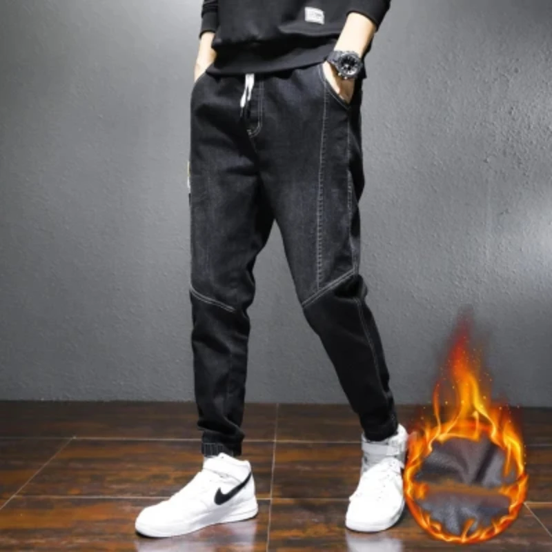 

Men's Clothing Autumn and Winter New Splicing Pockets Simplicity Drawstring Casual Fashionable Versatile Oversize Plush Pants