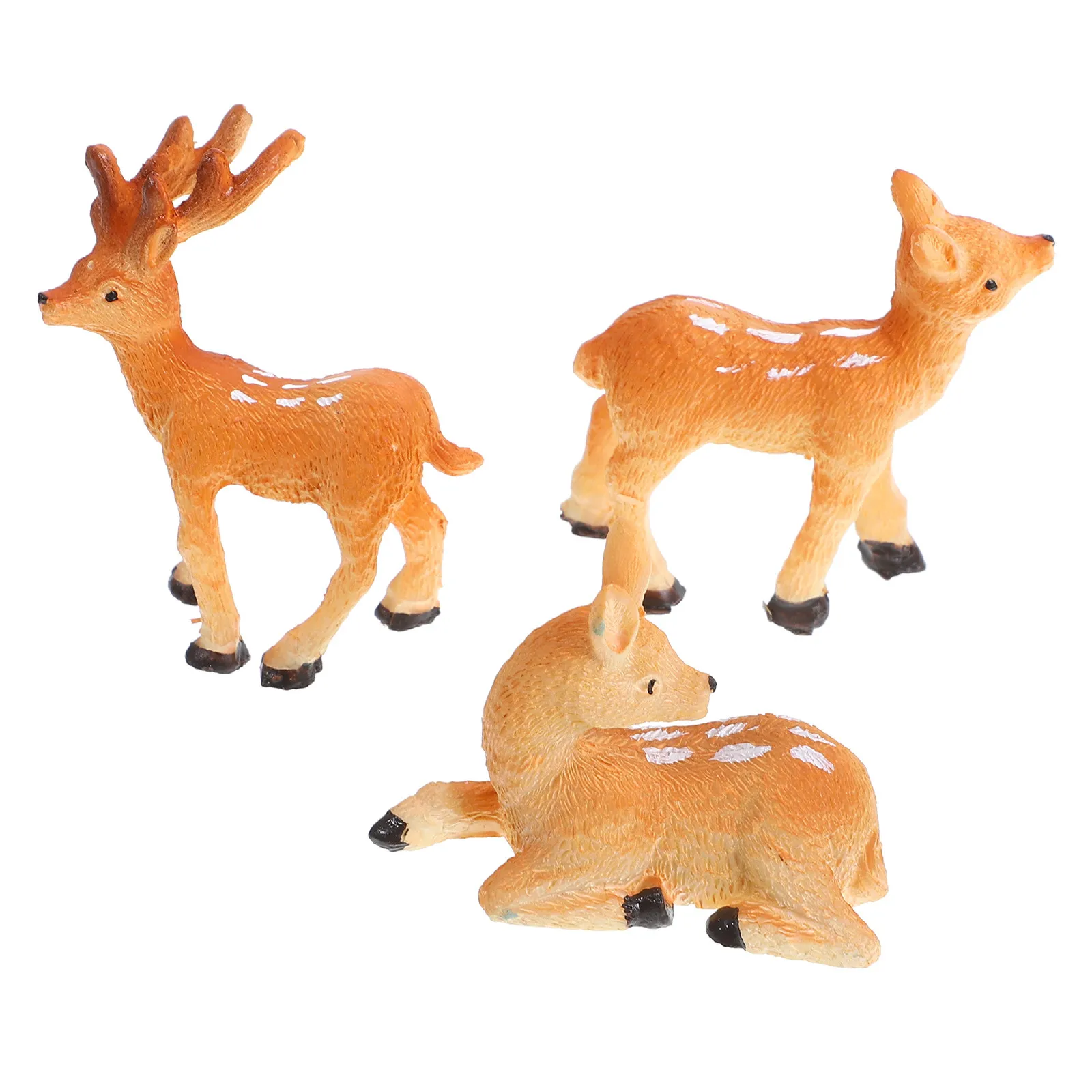 3Pcs Miniature Deer Decor Resin Micro Landscape Ornament DIY Bonsai Pot Garden Yard Micro Resin Deer Adornment