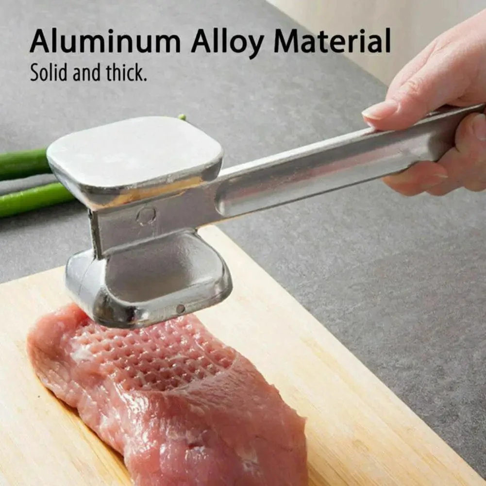 Stainless Steel Double-Sided Square Meat Tenderizer Hammer Food-Safe Kitchen Tool for Pork Chops Meat Tenderizing Appliance