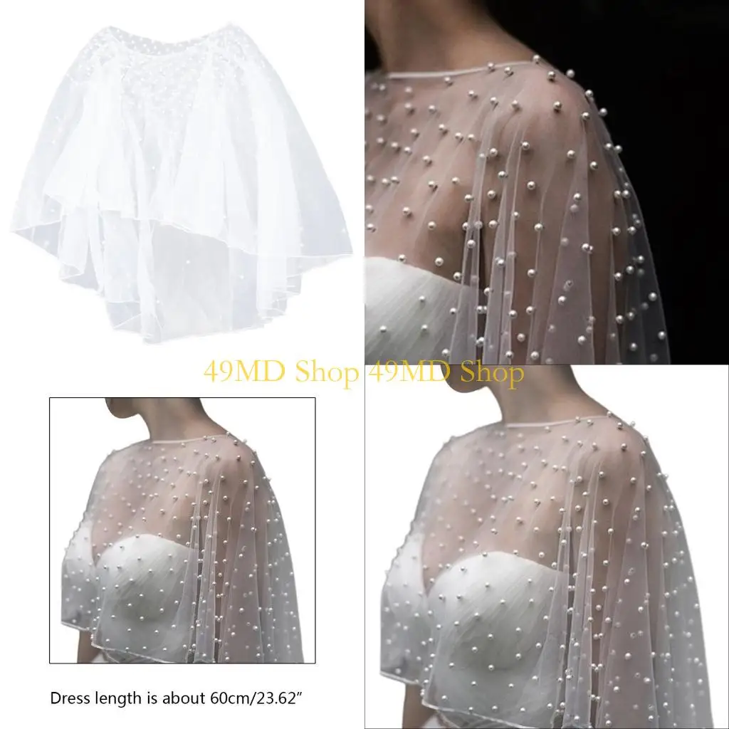 

49MD Female Summer Wedding for Jacket Pearl Beads Embroidery Bridal Sunscreen