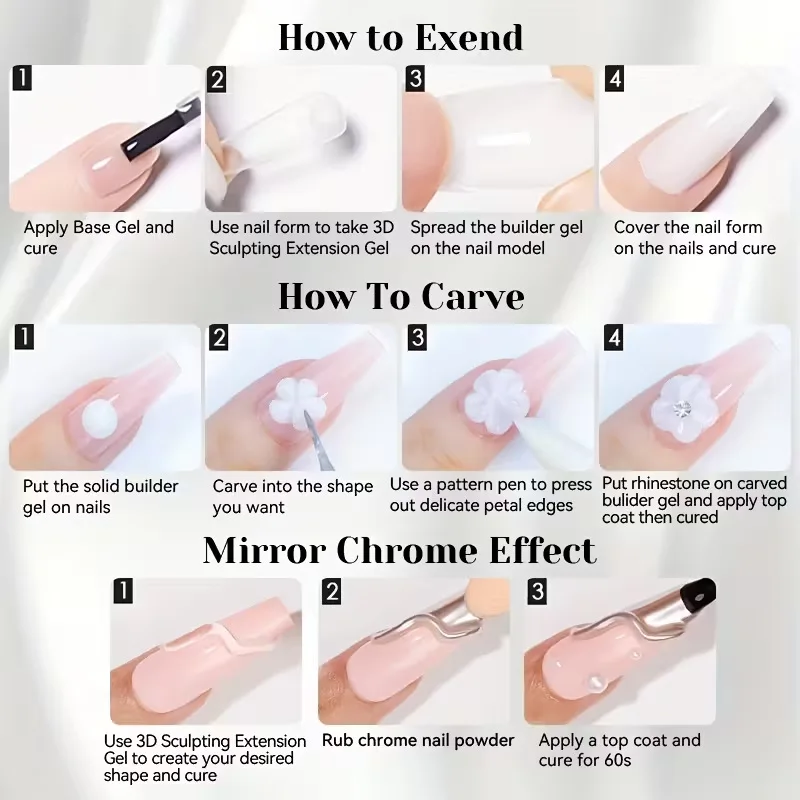 Picture 7: FOONBE Solid Non-Stick Hand Nail Extension Gel Fast Builder  Nail Gel Polish Curved 3D Patteren Reinstone Glue