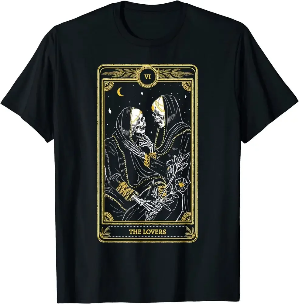 

The Lovers Vintage Tarot Card, Mag, Occult T-Shirt Unisex T-shirts For Man Woman Short Summer Tees Casual Cotton