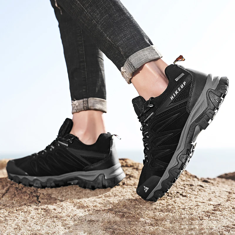 أحذية جلدية للجري للرجال في الهواء الطلق، أحذية رياضية تكتيكية متينة للمشي لمسافات طويلة والمشي والصيد #1