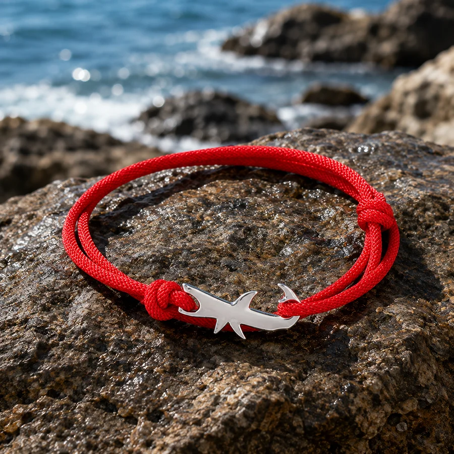 Classic Shark Handmade Rope Bracelet Unisex Sliding Adjustable Outdoor Leisure Sports Braslet Couple Perfect Gift Jewelry
