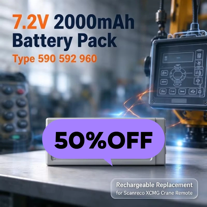 7.2V 2000mAh RSC7220 Replacement Battery Type 590 592 960 Compatible with Scanreco XCMG Crane Remote Controller