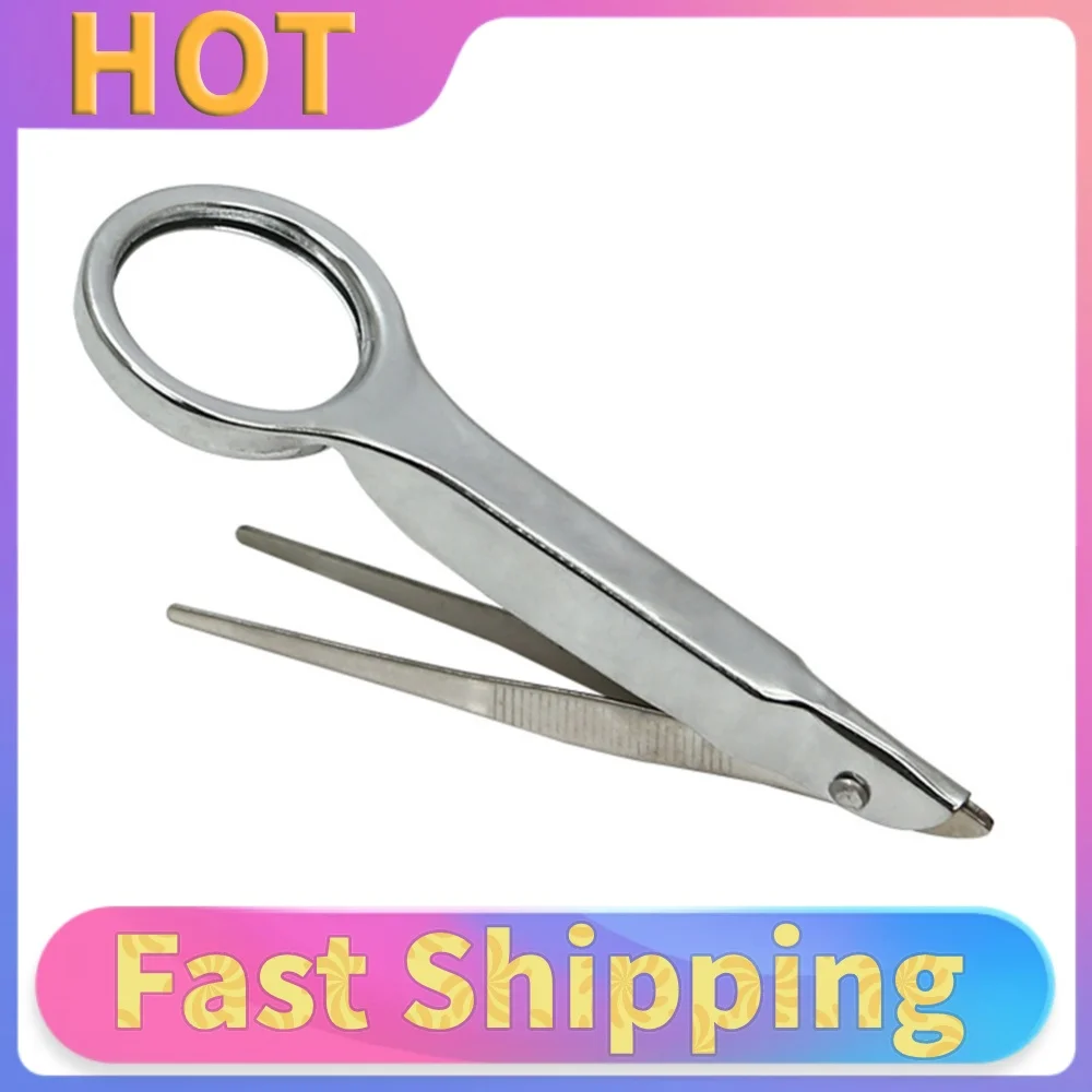 10X Handheld Magnifier with Tweezers Multifunctional Magnifying Glass Optical Magnifier for Inspection Jewelry Coins Stamps Maps