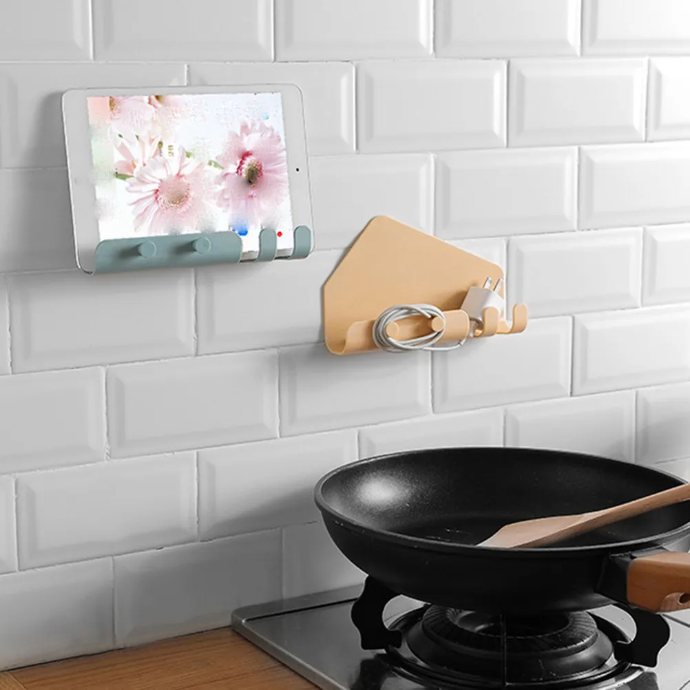 2Pcs Wall Phone Holder Sticky Mount Charging Stand for Smartphone Tablet Bathroom Bedroom Office Non-Slip Traceless Adhesive