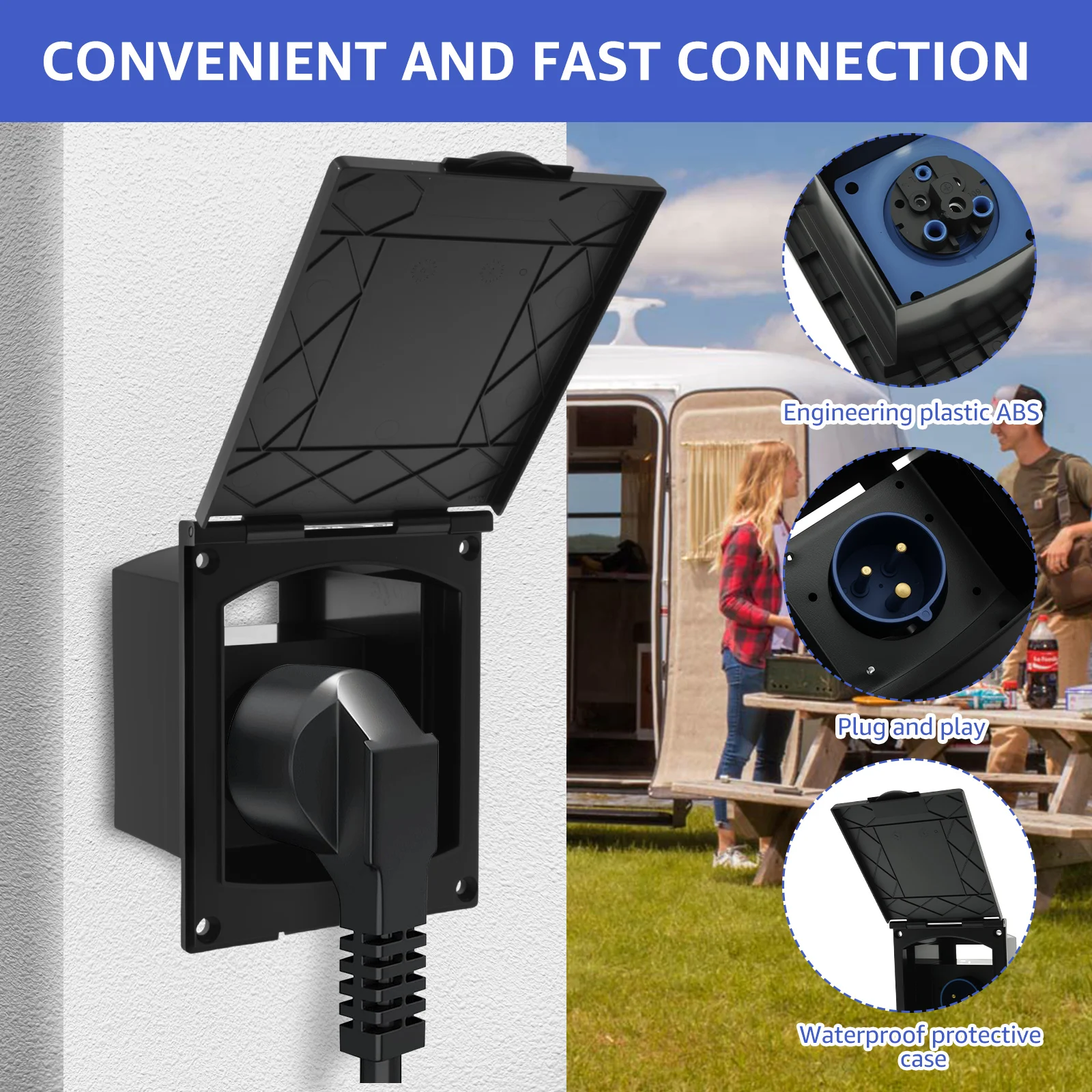 

220 В-250 В сетевая розетка для скрытого монтажа, розетка для каравана, входная розетка для подключения кабеля, подходит для большинства караванов/шамперов