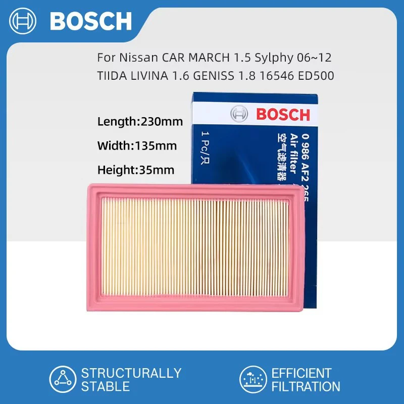 BOSCH Air Filter For Nissan CAR MARCH 1.5 Sylphy 06~12 TIIDA LIVINA 1.6 GENISS 1.8 16546 ED500