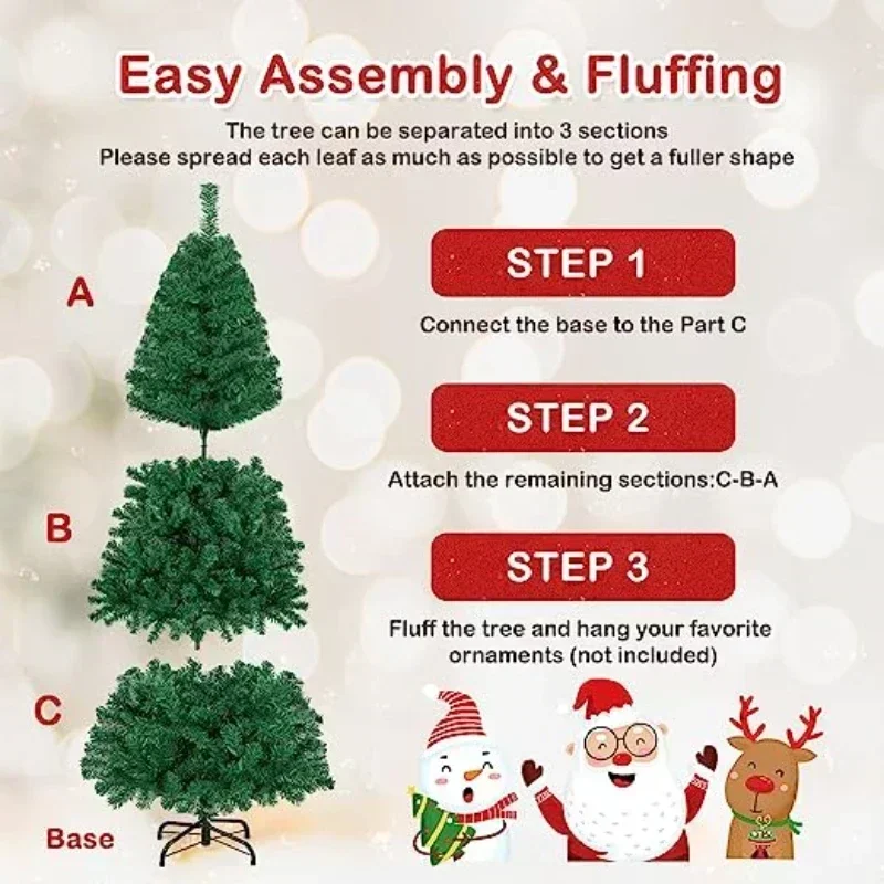 Christmas Tree Premium Xmas Tree with Metal Stand Lightweight and Fir Assemble Tree Bodied Full to Easy Christmas