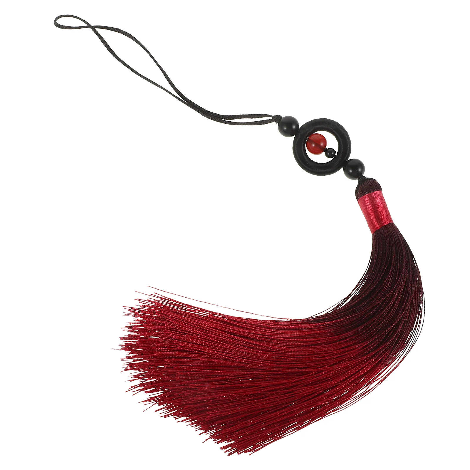 

Decor Tai Chi Sword Spike China Lucky Charms Fan Tasseled Jewelry Hanging Organizer Red Classical Chinese Round Wealth Hand