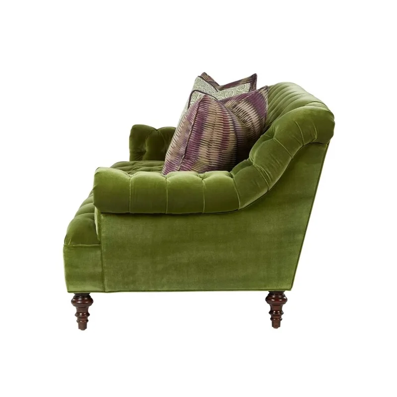 French retro style light luxury fabric olive green living room family three-person pull-up sofa apartment B & B small apartment