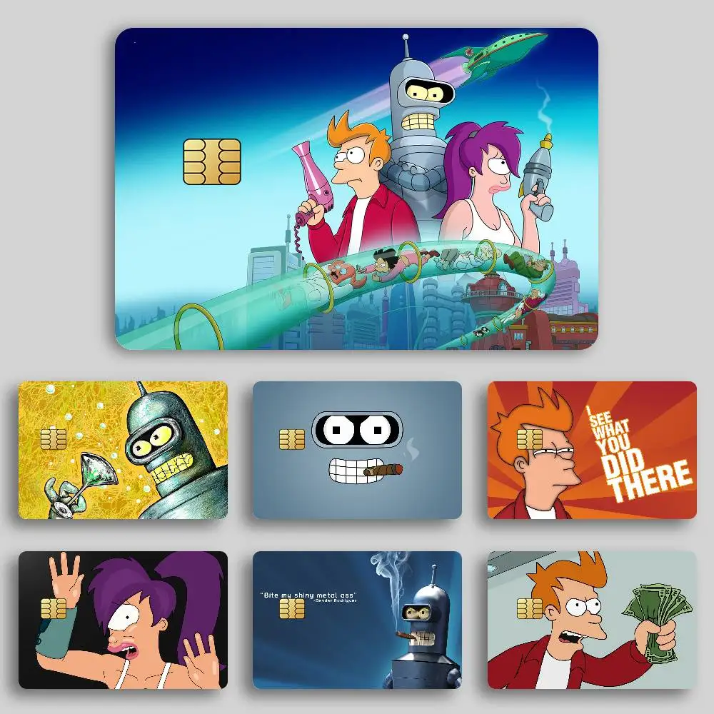 Pegatinas de piel de tarjeta de crédito F-Futurama de dibujos animados para tarjeta bancaria, autobús, Metro, pegatina de tarjeta, regalo impermeable