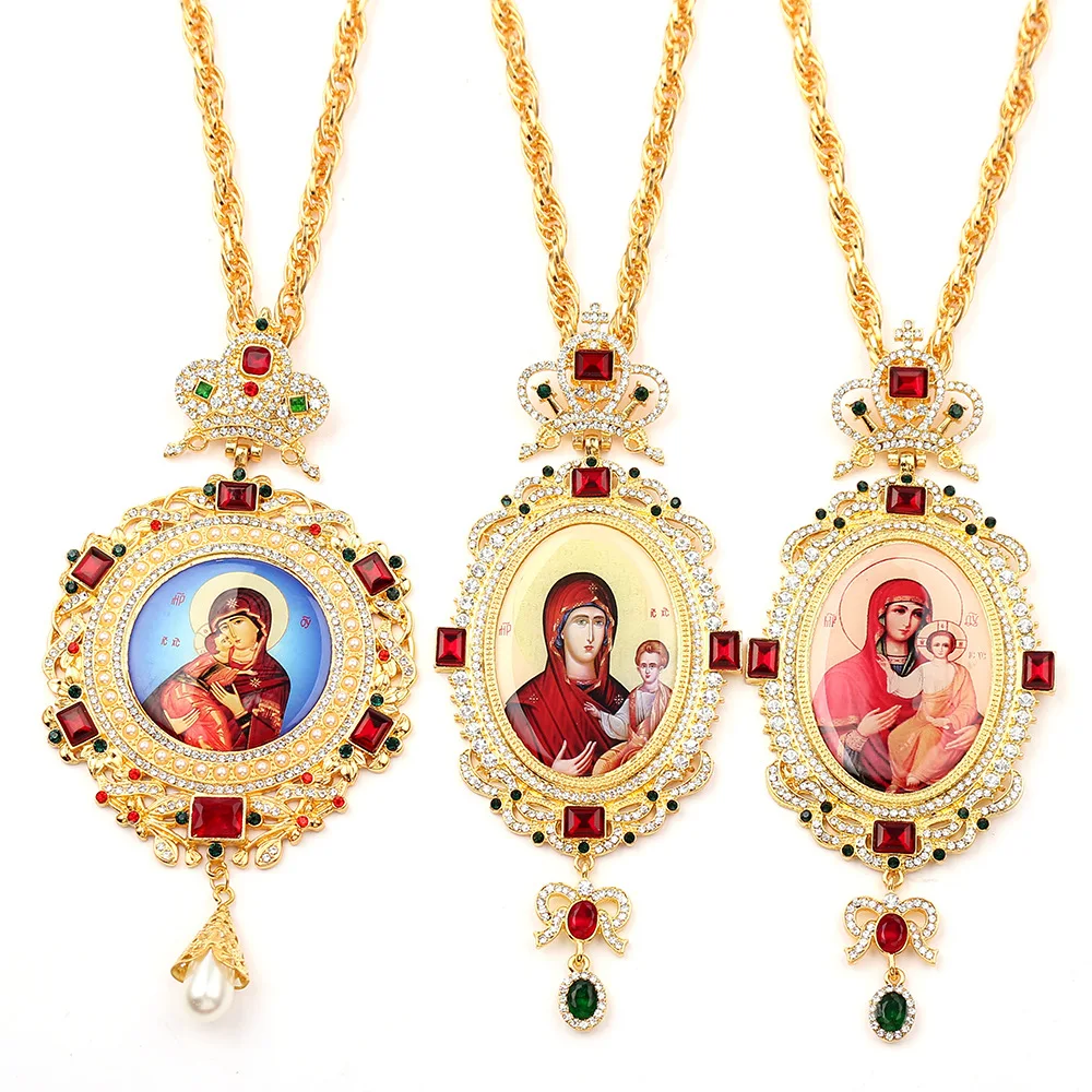 

Jesus Cross Necklace Home Decoration Christian Reilgious Virgin Mary Catholic Christ Long Chains 120cm Orthodox Icon Prayer