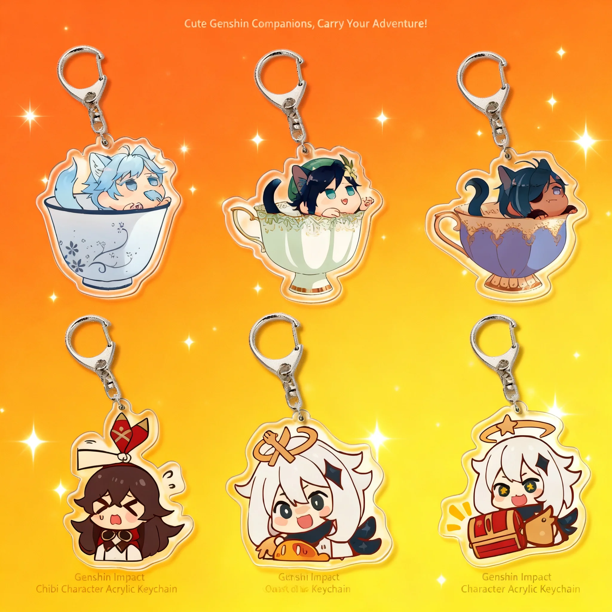 

Genshin Impact Anime Acrylic Keychain Pendant Game Character Accessories Ganyu Hu Tao Xiao Keqing Venti Ningguang Cosplay Gift