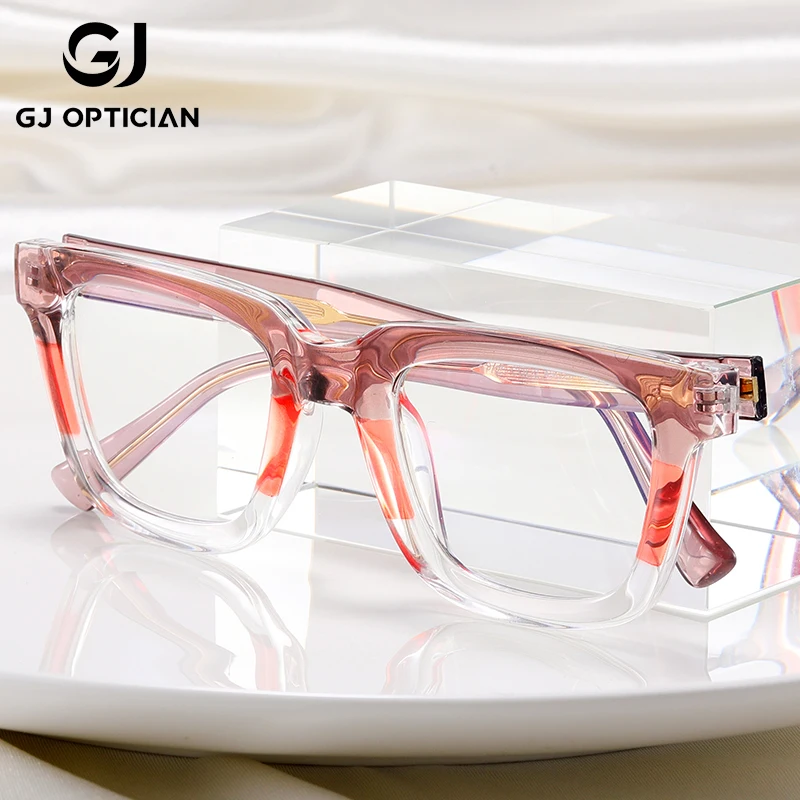 

GJ OPTICIAN New Gradient Color Plastic Titanium Optical Prescription Glasses Anti Blue Light Reading Progressive Myopia Glasses