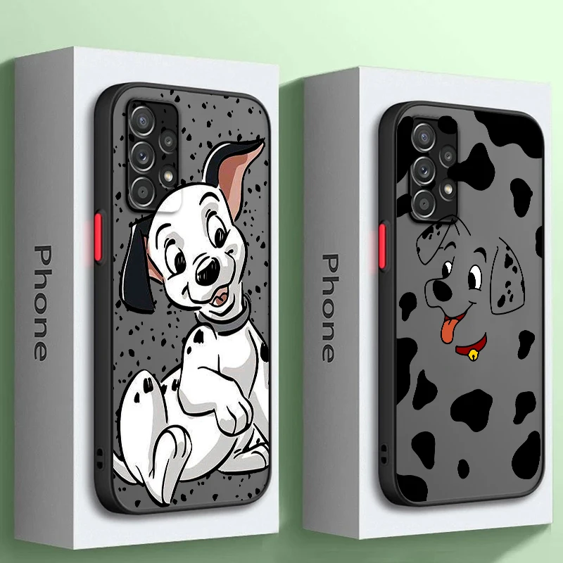 Design101 Spotted Dog Cartoon Frosted Translucent For Samsung Galaxy S24 S23 S22 S21 S20 FE S10 S9 S8 Plus Ultra Pro 5G TPU